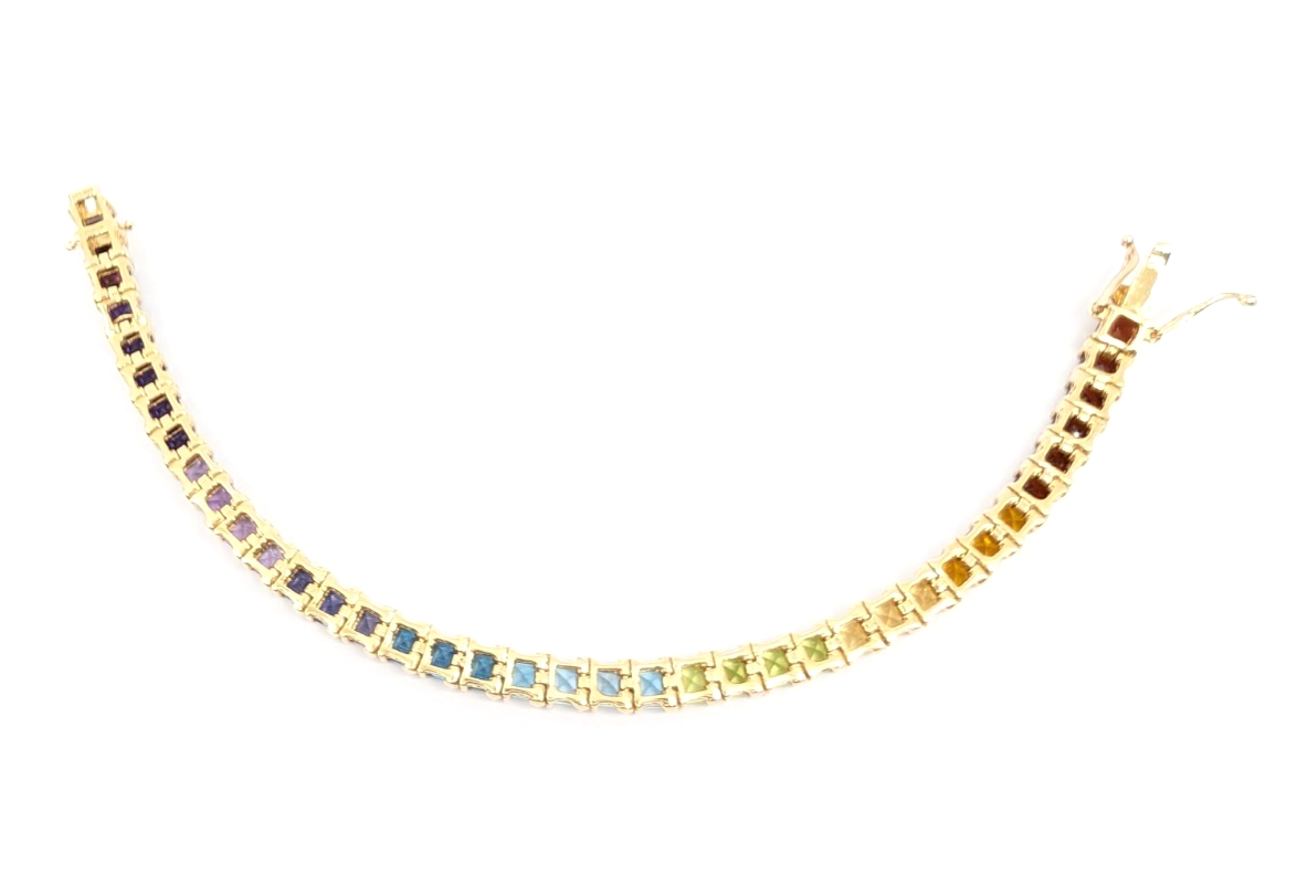 Sterling Silver 925 6.75" Bracelet Rainbow Tennis 13234 - Image 14