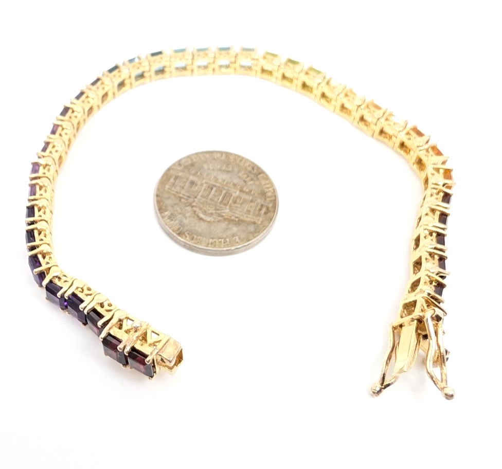 Sterling Silver 925 6.75" Bracelet Rainbow Tennis 13234 - Image 15