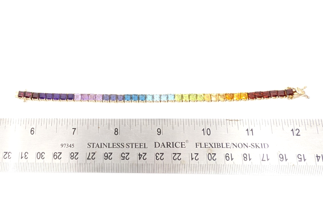 Sterling Silver 925 6.75" Bracelet Rainbow Tennis 13234 - Image 16