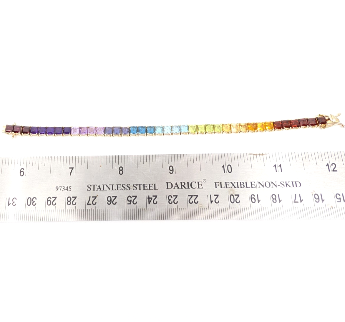 Sterling Silver 925 6.75" Bracelet Rainbow Tennis 13234 - Image 17