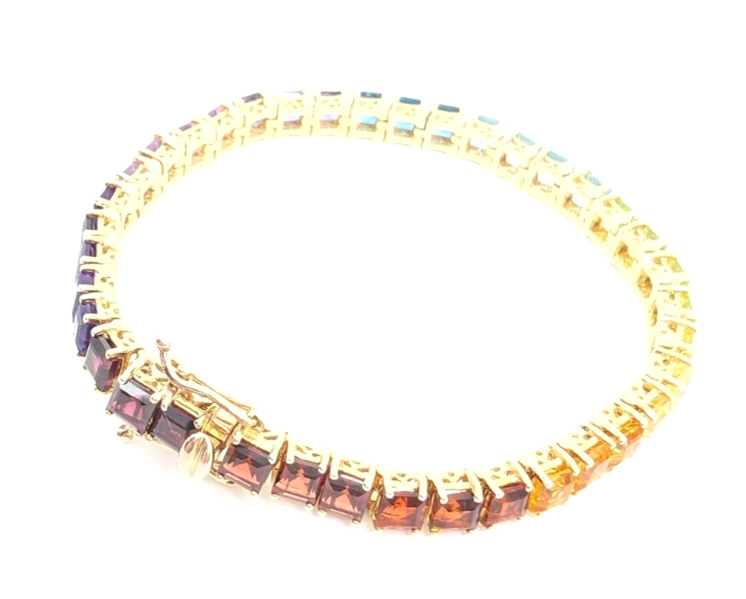 Sterling Silver 925 6.75" Bracelet Rainbow Tennis 13234 - Image 18