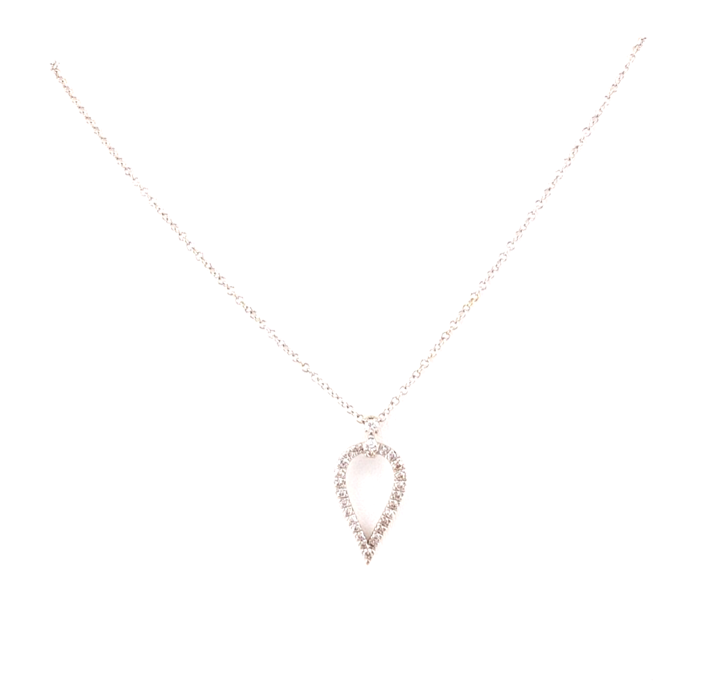 Gabriel & Co Teardrop 14K Gold with 0.16ctw Diamonds Necklace OAK541 - Image 3
