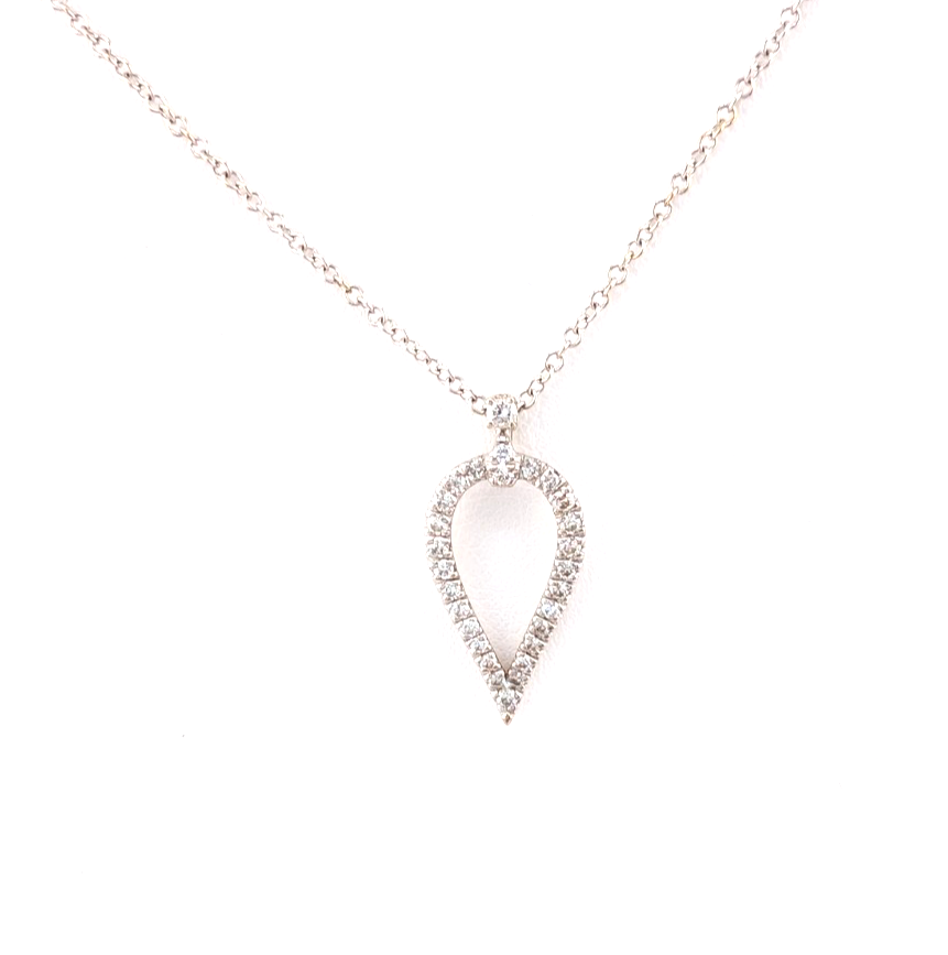 Gabriel & Co Teardrop 14K Gold with 0.16ctw Diamonds Necklace OAK541 - Image 4
