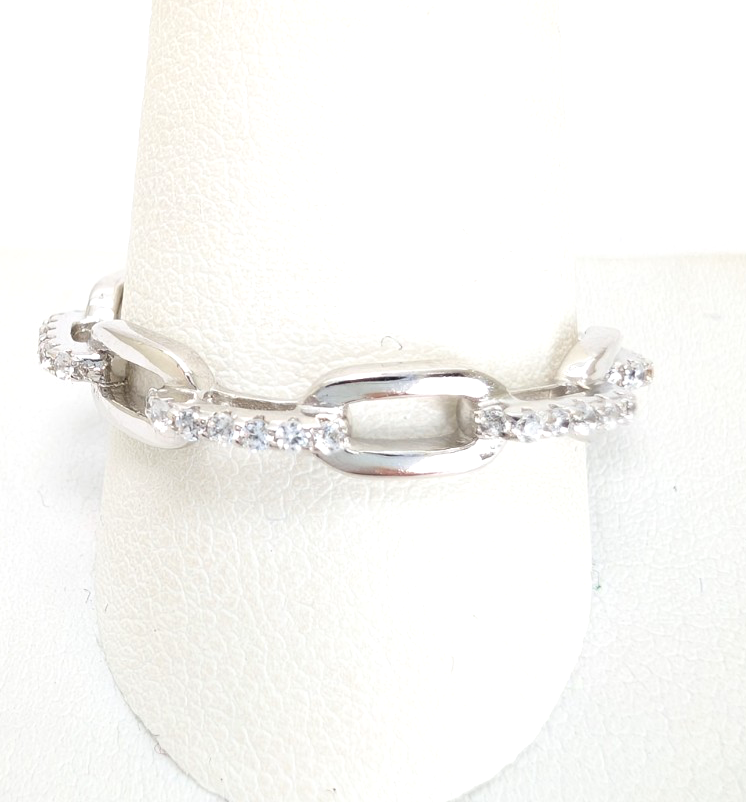 Sterling Silver 925 11 Ring Pave chain 13677