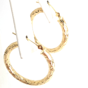 10K Gold 7/8" Diamond Cut Hoops P947- OAK344