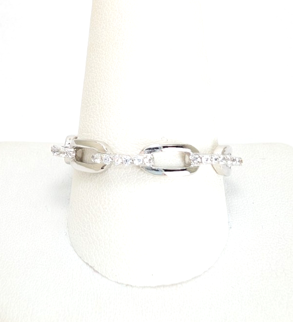 Sterling Silver 925 11 Ring Pave chain 13677 - Image 2