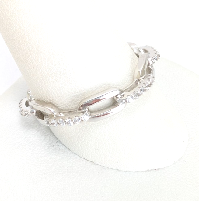 Sterling Silver 925 11 Ring Pave chain 13677 - Image 3