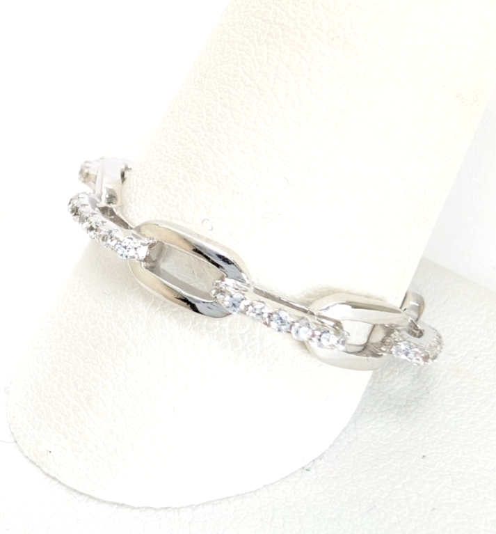 Sterling Silver 925 11 Ring Pave chain 13677 - Image 4