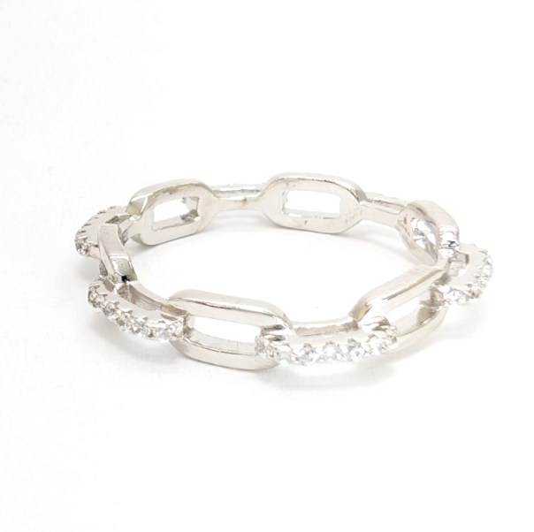 Sterling Silver 925 11 Ring Pave chain 13677 - Image 5
