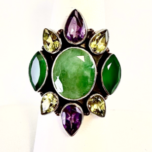 Sterling Silver 925 7 Ring Nicky Butler Jade Multi Gem 13080