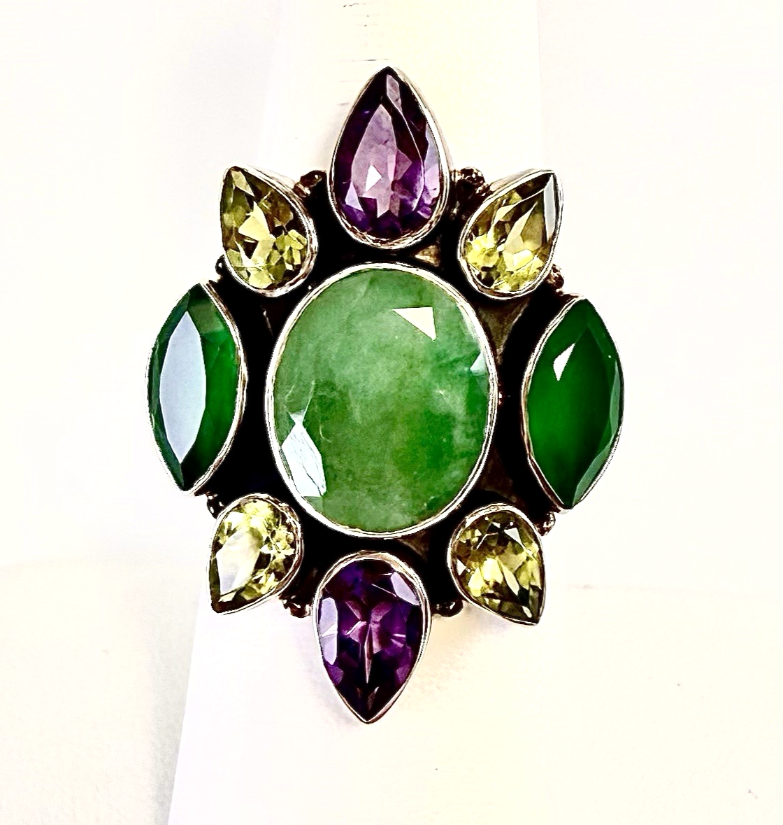 Sterling Silver 925 7 Ring Nicky Butler Jade Multi Gem 13080