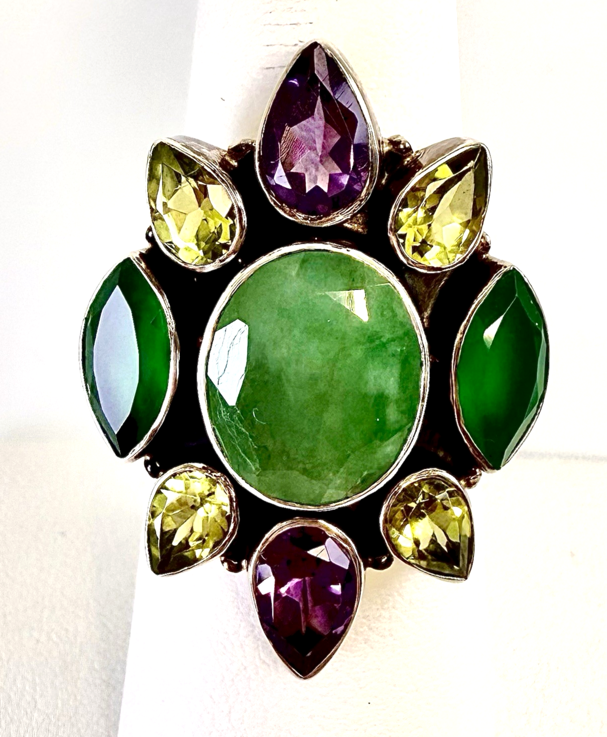 Sterling Silver 925 7 Ring Nicky Butler Jade Multi Gem 13080 - Image 4