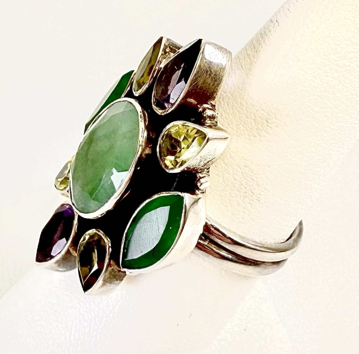 Sterling Silver 925 7 Ring Nicky Butler Jade Multi Gem 13080 - Image 5