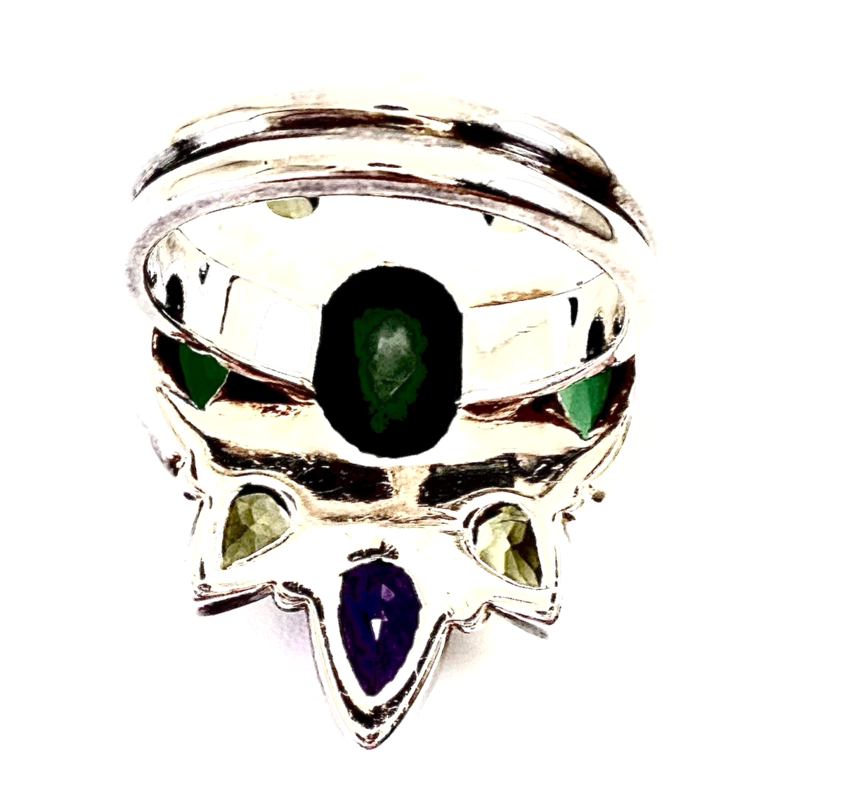 Sterling Silver 925 7 Ring Nicky Butler Jade Multi Gem 13080 - Image 8