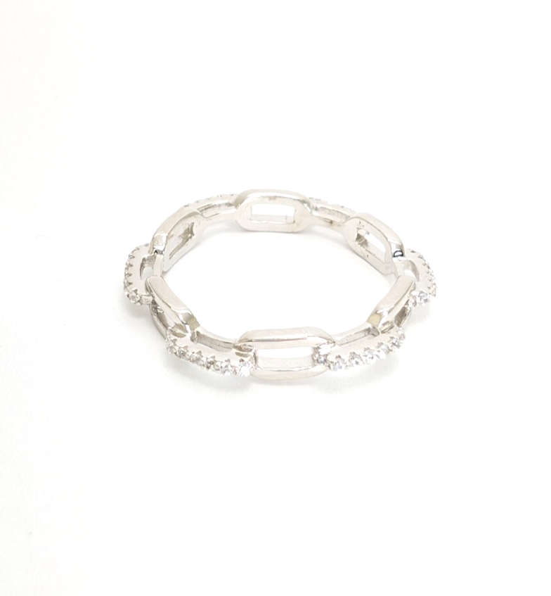 Sterling Silver 925 11 Ring Pave chain 13677 - Image 7