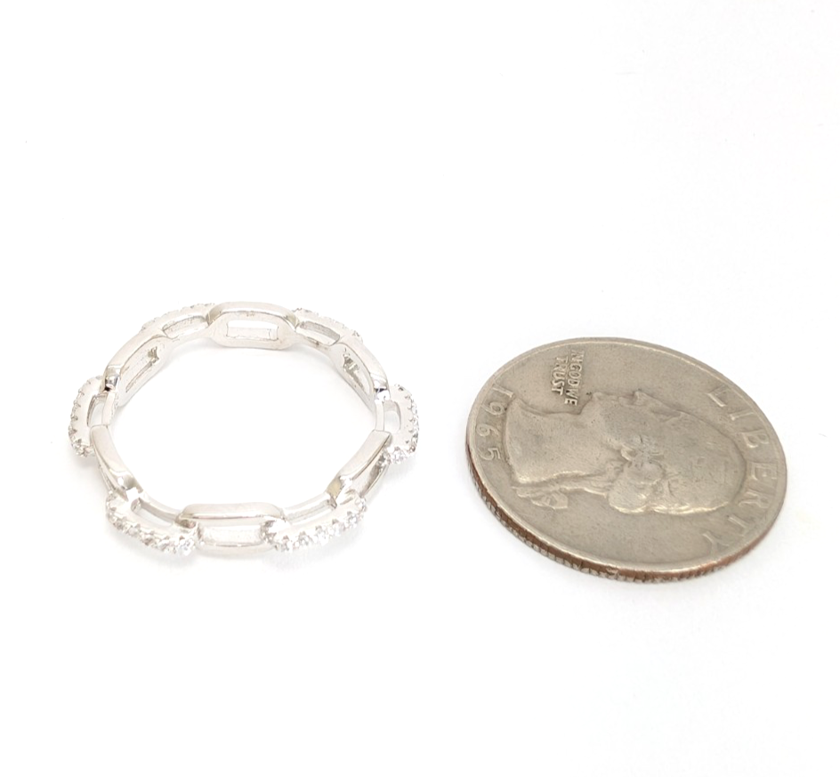 Sterling Silver 925 11 Ring Pave chain 13677 - Image 8
