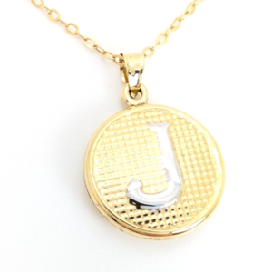 Sterling Silver 925 18" Necklace Reversible J CZ Pendant R414- FOX1219