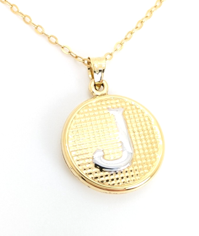 Sterling Silver 925 18" Necklace Reversible J CZ Pendant R414- FOX1219