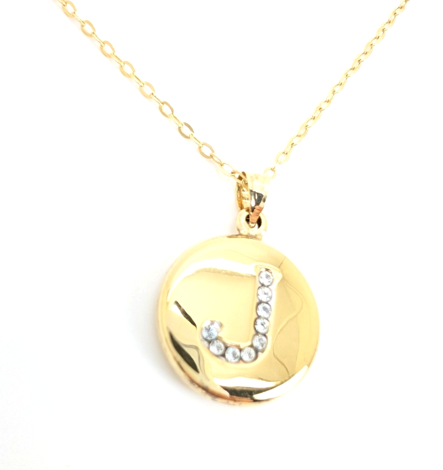 Sterling Silver 925 18" Necklace Reversible J CZ Pendant R414- FOX1219 - Image 2