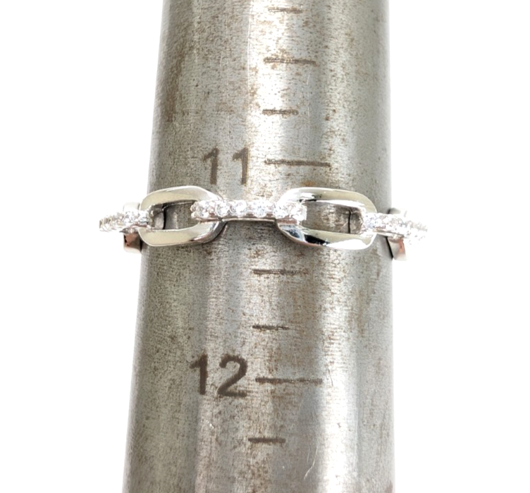 Sterling Silver 925 11 Ring Pave chain 13677 - Image 11