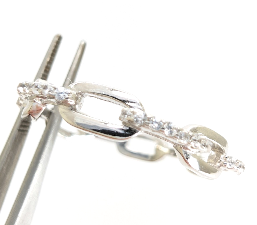 Sterling Silver 925 11 Ring Pave chain 13677 - Image 13