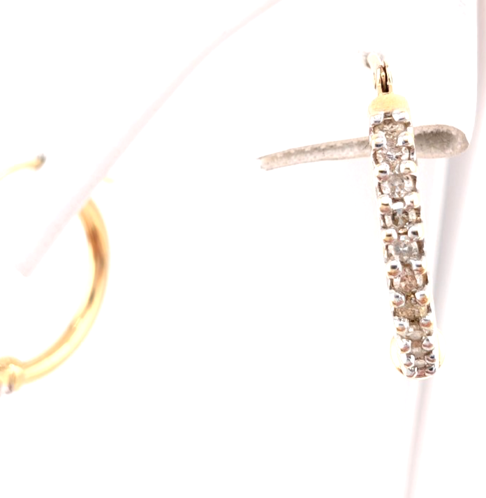 14K Gold 5/8" Hoop Earrings 1/4 ctw Diamond Hoops OAK349 - Image 6