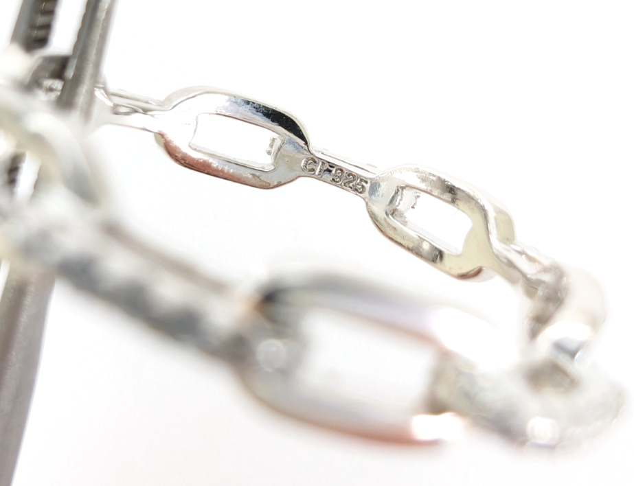 Sterling Silver 925 11 Ring Pave chain 13677 - Image 14