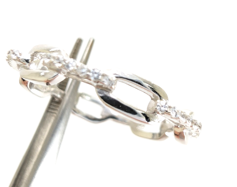Sterling Silver 925 11 Ring Pave chain 13677 - Image 16
