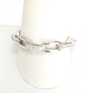 Sterling Silver 925 10 Ring Pave Chain 13675