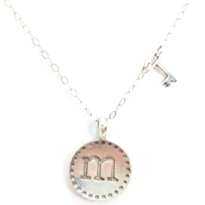 Sterling Silver 925 16" Necklace "m" Initial Pendant R521-11767