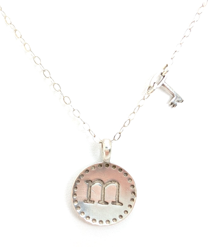 Sterling Silver 925 16" Necklace "m" Initial Pendant R521-11767