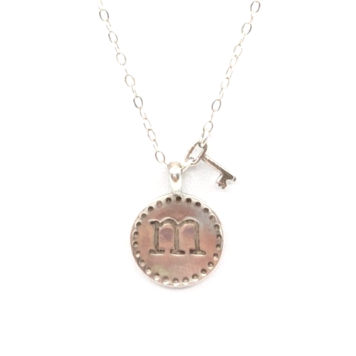 Sterling Silver 925 16" Necklace "m" Initial Pendant R521-11767 - Image 2