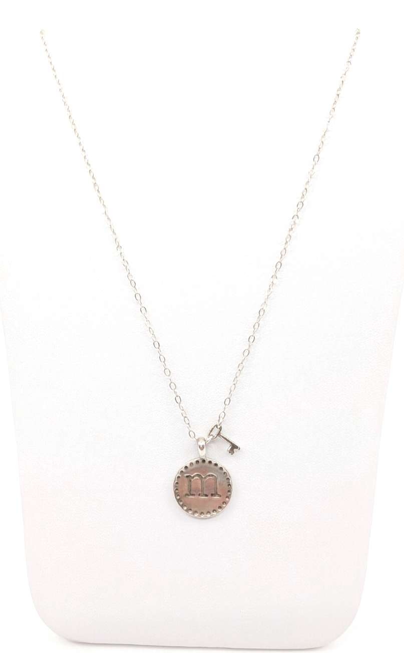 Sterling Silver 925 16" Necklace "m" Initial Pendant R521-11767 - Image 4