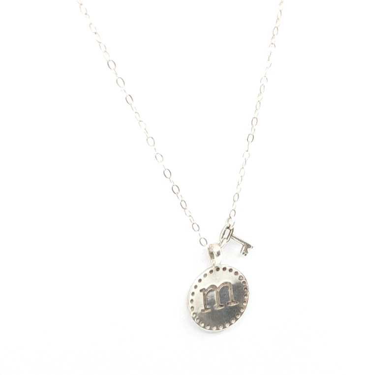 Sterling Silver 925 16" Necklace "m" Initial Pendant R521-11767 - Image 6