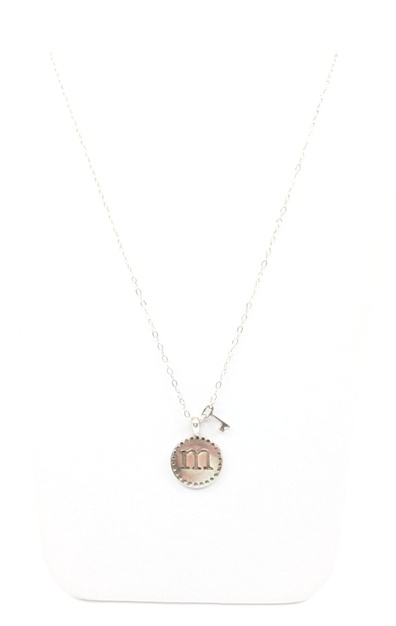 Sterling Silver 925 16" Necklace "m" Initial Pendant R521-11767 - Image 9