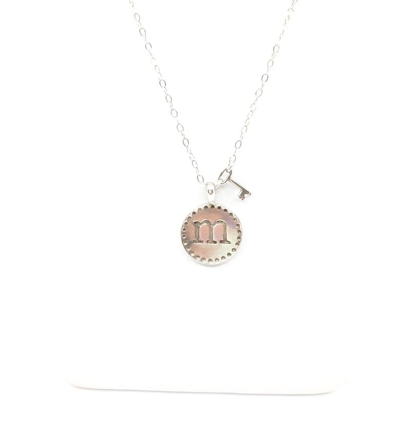 Sterling Silver 925 16" Necklace "m" Initial Pendant R521-11767 - Image 10