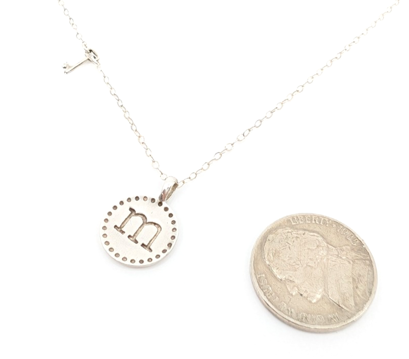 Sterling Silver 925 16" Necklace "m" Initial Pendant R521-11767 - Image 17