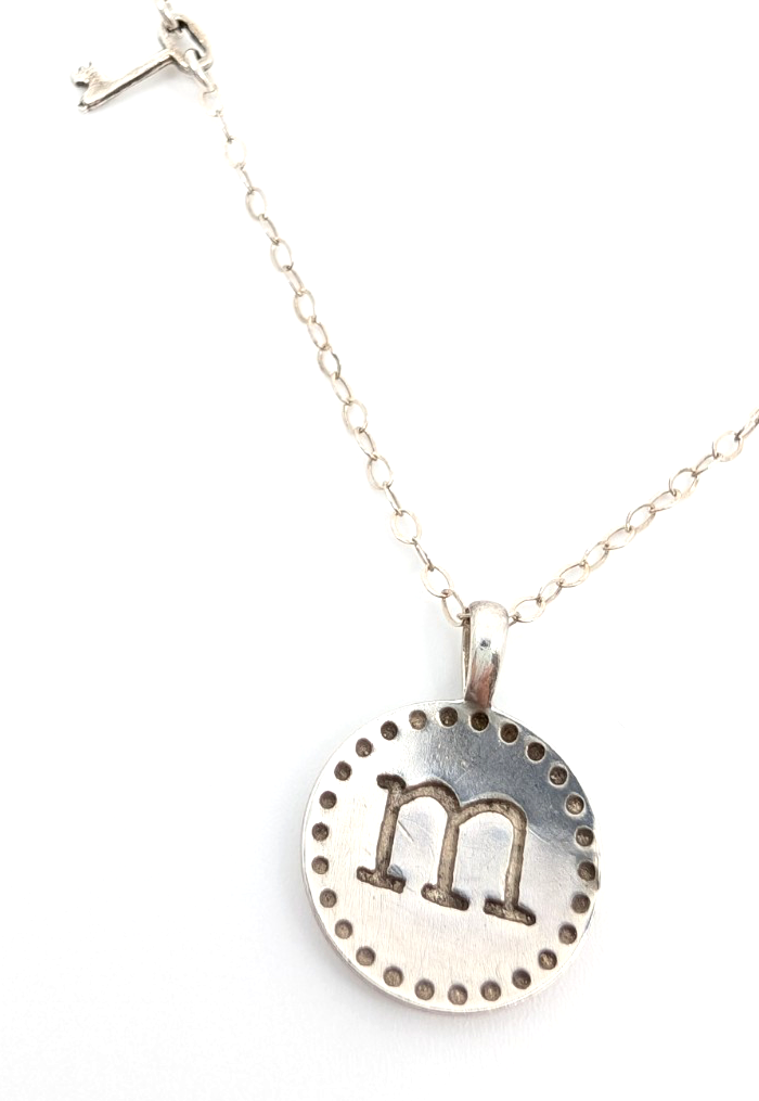 Sterling Silver 925 16" Necklace "m" Initial Pendant R521-11767 - Image 18