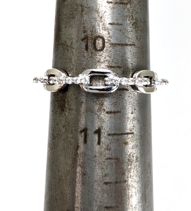 Sterling Silver 925 10 Ring Pave Chain 13675 - Image 3