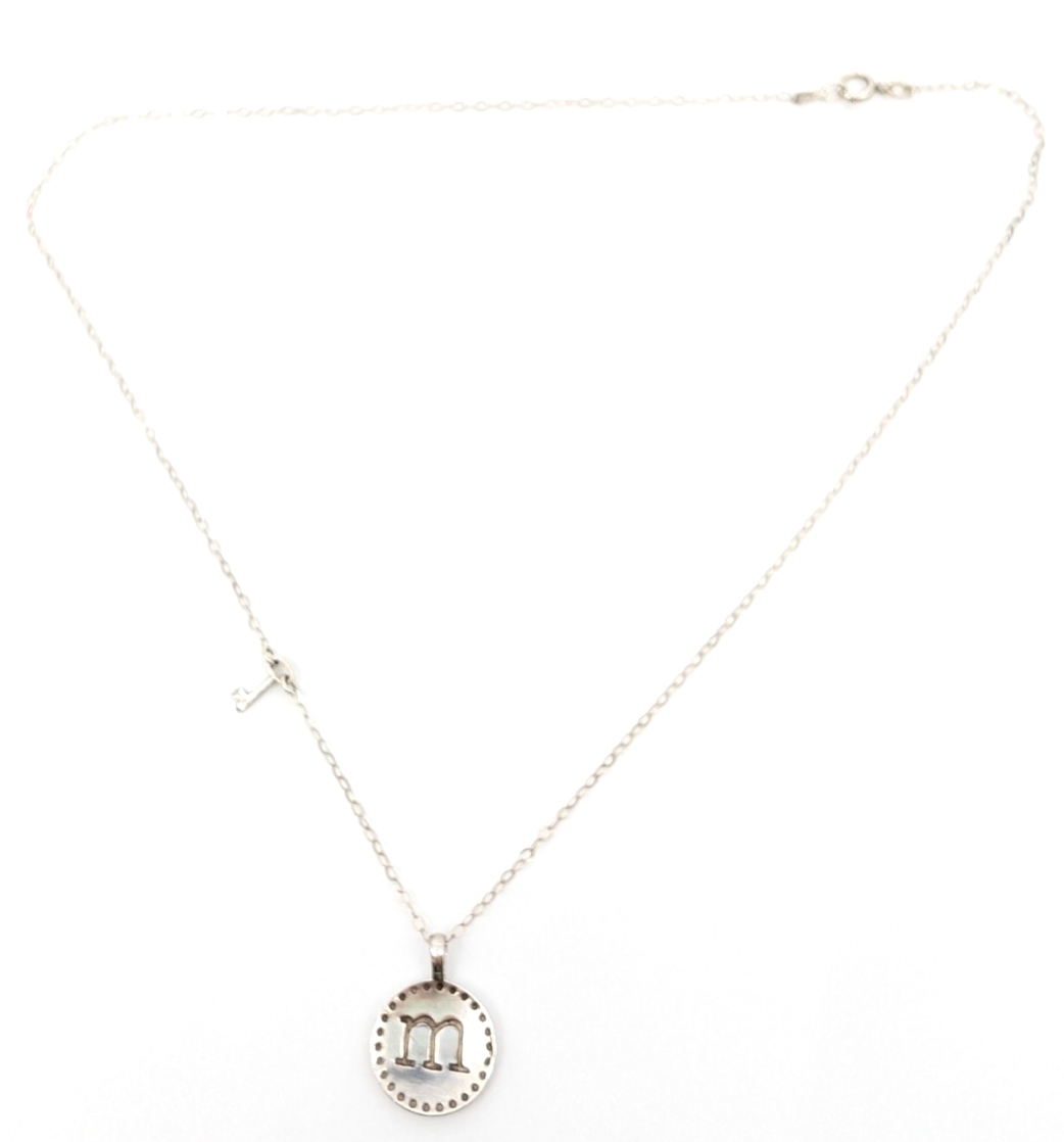 Sterling Silver 925 16" Necklace "m" Initial Pendant R521-11767 - Image 20