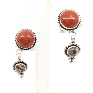 Sterling Silver 925 1" Earrings QT Red Jasper Agate Studs 12668