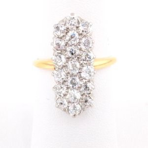 18K Two-Tone Gold 1.5ctw Diamond Vintage Cluster Ring CRN160