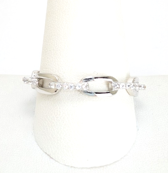 Sterling Silver 925 10 Ring Pave Chain 13675 - Image 6