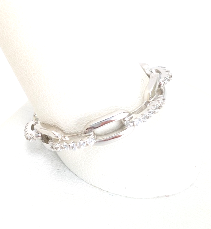 Sterling Silver 925 10 Ring Pave Chain 13675 - Image 7