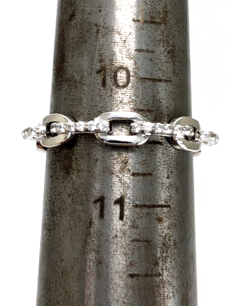 Sterling Silver 925 10 Ring Pave Chain 13675 - Image 8