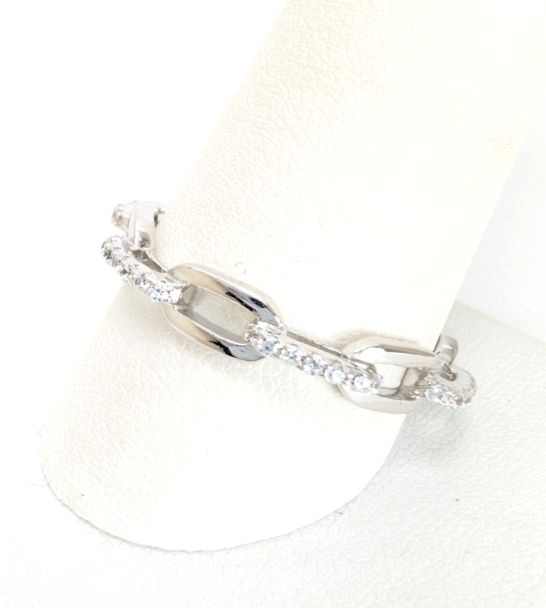 Sterling Silver 925 10 Ring Pave Chain 13675 - Image 9