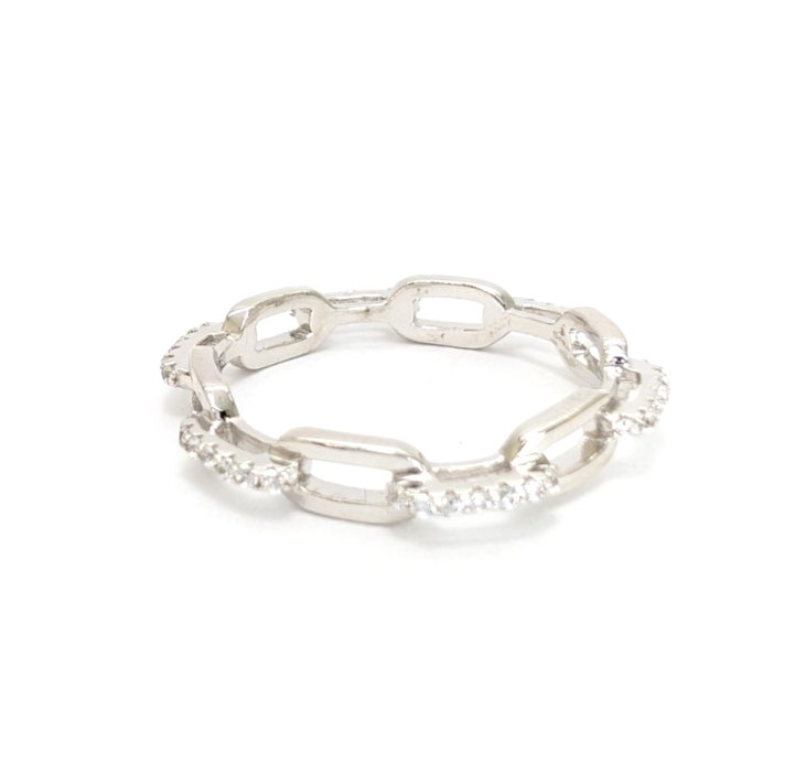 Sterling Silver 925 10 Ring Pave Chain 13675 - Image 10