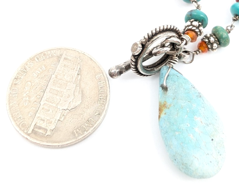 Sterling Silver 16" Necklace Turq Coral and Silver spacer Toggle R676-FOX1612 - Image 15