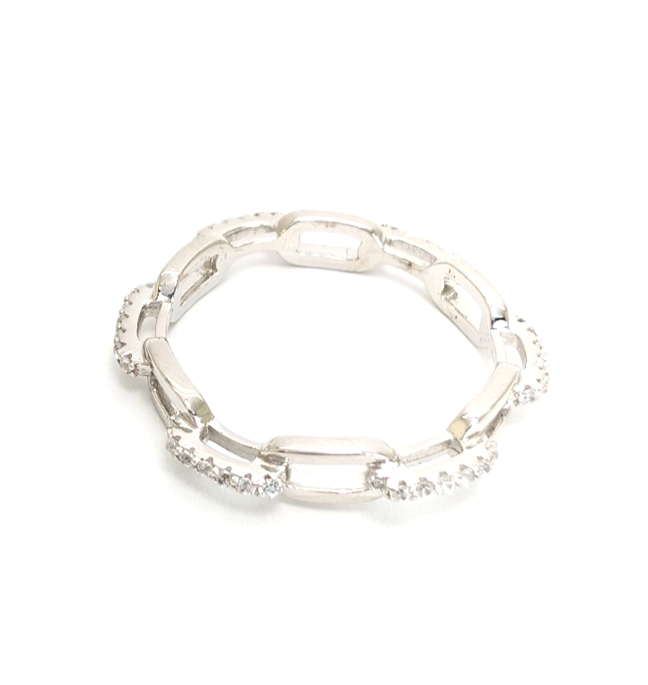 Sterling Silver 925 10 Ring Pave Chain 13675 - Image 11