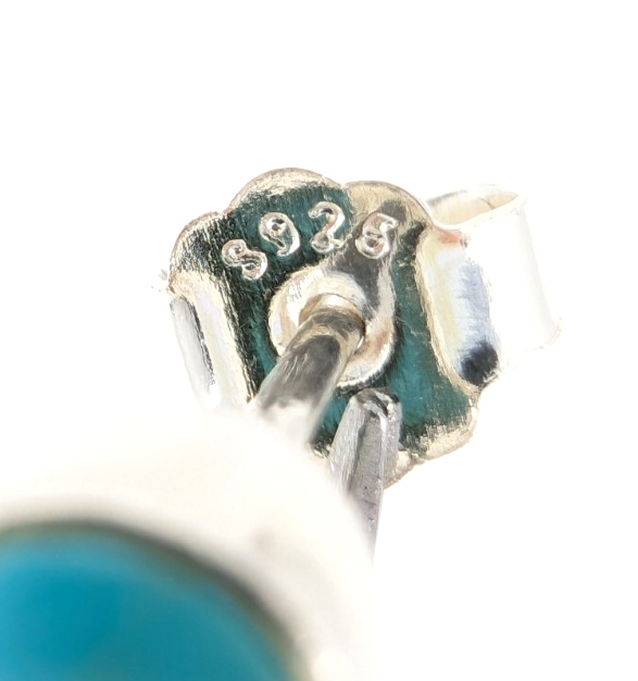 Sterling Silver 925 1 1/8" Earrings Turquoise & Carelian Dangle 12669 - Image 14